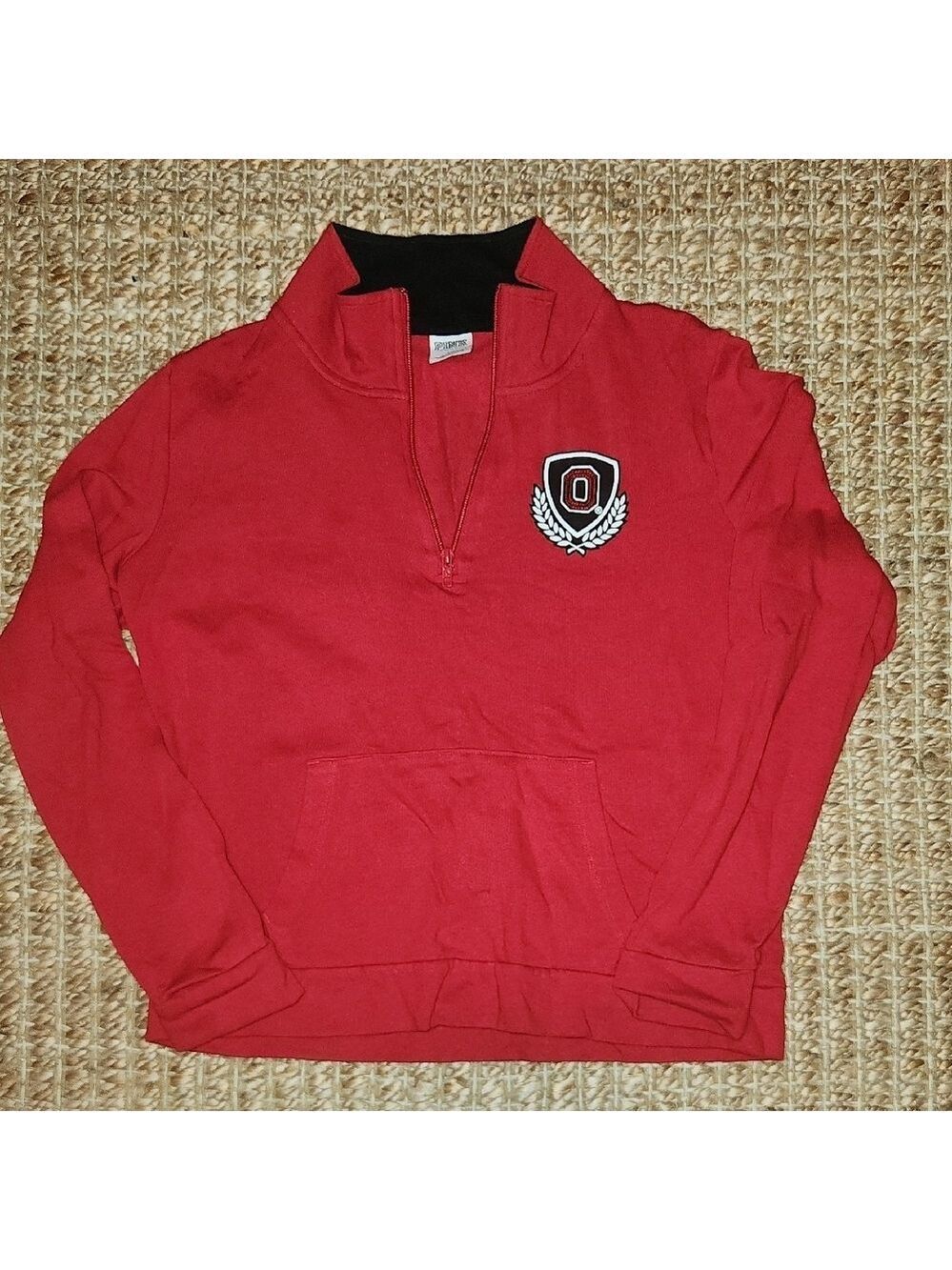PINK Victoria's Secret Red Ohio State Medium Half Zip Athleisure Hoodie